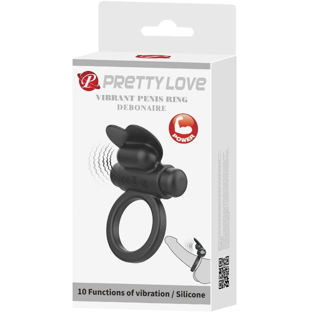 Pretty Love - Debonaire Anello Vibrante Coniglio 10 Vibrazioni Nero