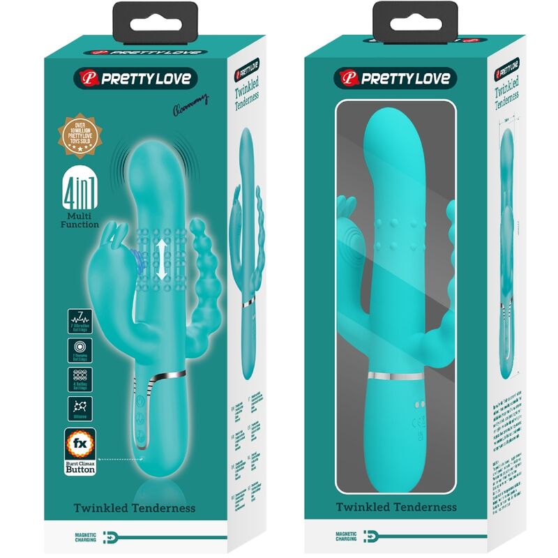 PRETTY LOVE - CAMMY 4 IN 1 MULTIFUNZIONE VIBRATORE TRIPLE RABBIT BLU