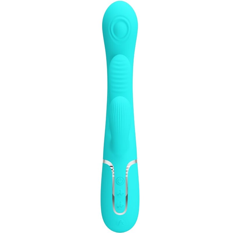 Intense Shania Vibratore Triplo Rabbit Premium in Silicone Blu - immagine 2