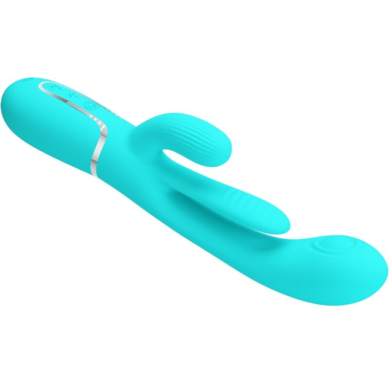 Intense Shania Vibratore Triplo Rabbit Premium in Silicone Blu - immagine 4