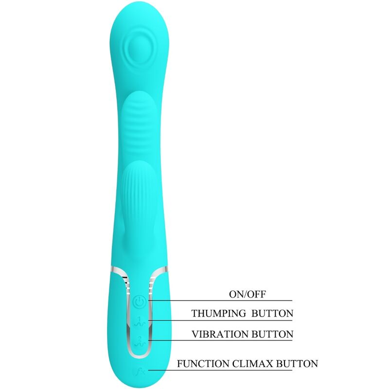 Intense Shania Vibratore Triplo Rabbit Premium in Silicone Blu - immagine 8