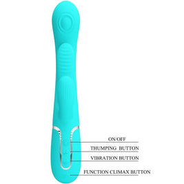 Intense Shania Vibratore Triplo Rabbit Premium in Silicone Blu - immagine 8