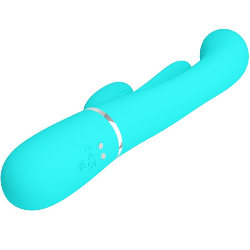 Intense Shania Vibratore Triplo Rabbit Premium in Silicone Blu - immagine 6