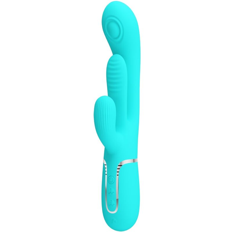 Intense Shania Vibratore Triplo Rabbit Premium in Silicone Blu