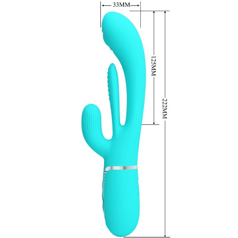 Intense Shania Vibratore Triplo Rabbit Premium in Silicone Blu - immagine 7