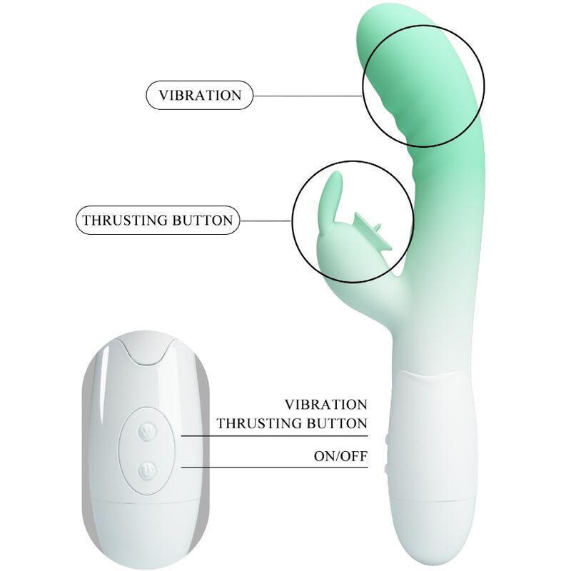 Intense Cerberus Vibratore Rabbit in Silicone Body-Safe Verde - immagine 7