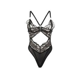 Subblime - 955212 Body Trasparente Con Pizzo Nero Cavo S/M