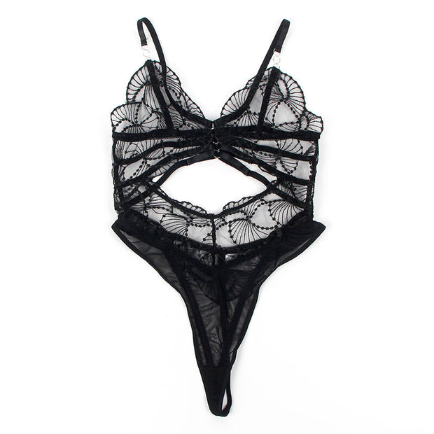 Subblime - 955212 Body Trasparente Con Pizzo Nero Cavo S/M