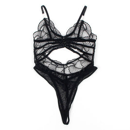 Subblime - 955229 Body Trasparente Con Pizzo Cavo Nero L/Xl