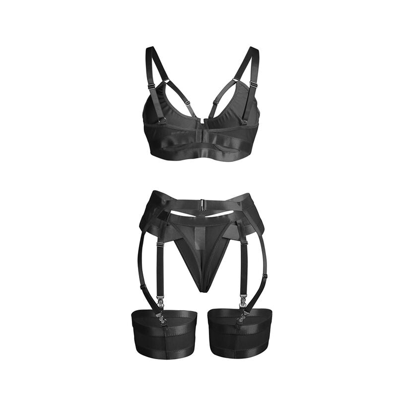 SUBBLIME - 955236 REGGISENO BONDAGE NERO CON GIARRETTIERA SET S/M