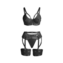 SUBBLIME - 955243 REGGISENO BONDAGE NERO CON GIARRETTIERA L/XL