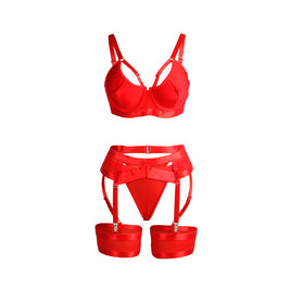 SUBBLIME - 955267 REGGISENO BONDAGE ROSSO CON GIARRETTIERA L/XL