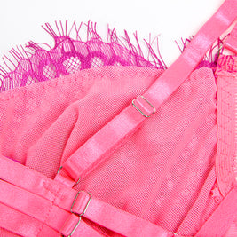 SUBBLIME - 955359 COMPLETO REGGISENO CON PIZZO E GIACCHETTI ROSA E VIOLA S/M