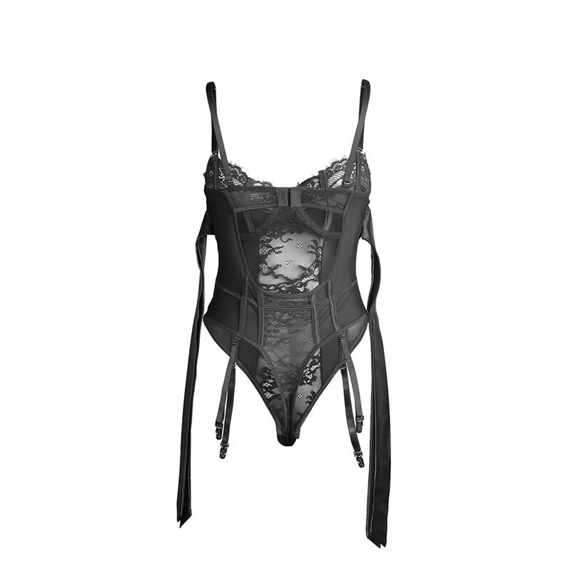Subblime - 955502 Body In Pizzo Con Fiocchi E Giarrettiere Nero L/Xl