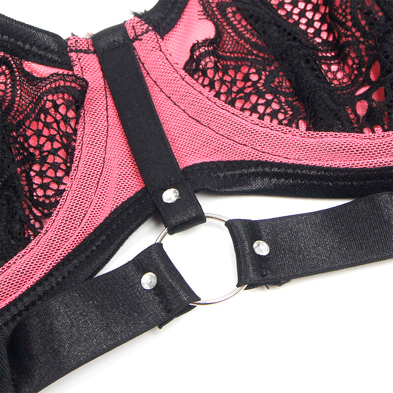 SUBBLIME - 955571 SET REGGISENO IN VERNICE ROSA CON CERNIERA E REGGISENO A RETINO S/M