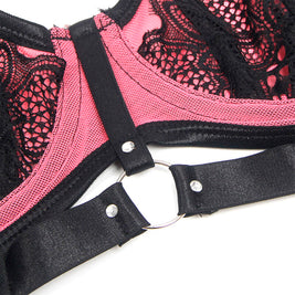 SUBBLIME - 955588 SET REGGISENO IN VERNICE ROSA CON CERNIERA IN RETE L/XL