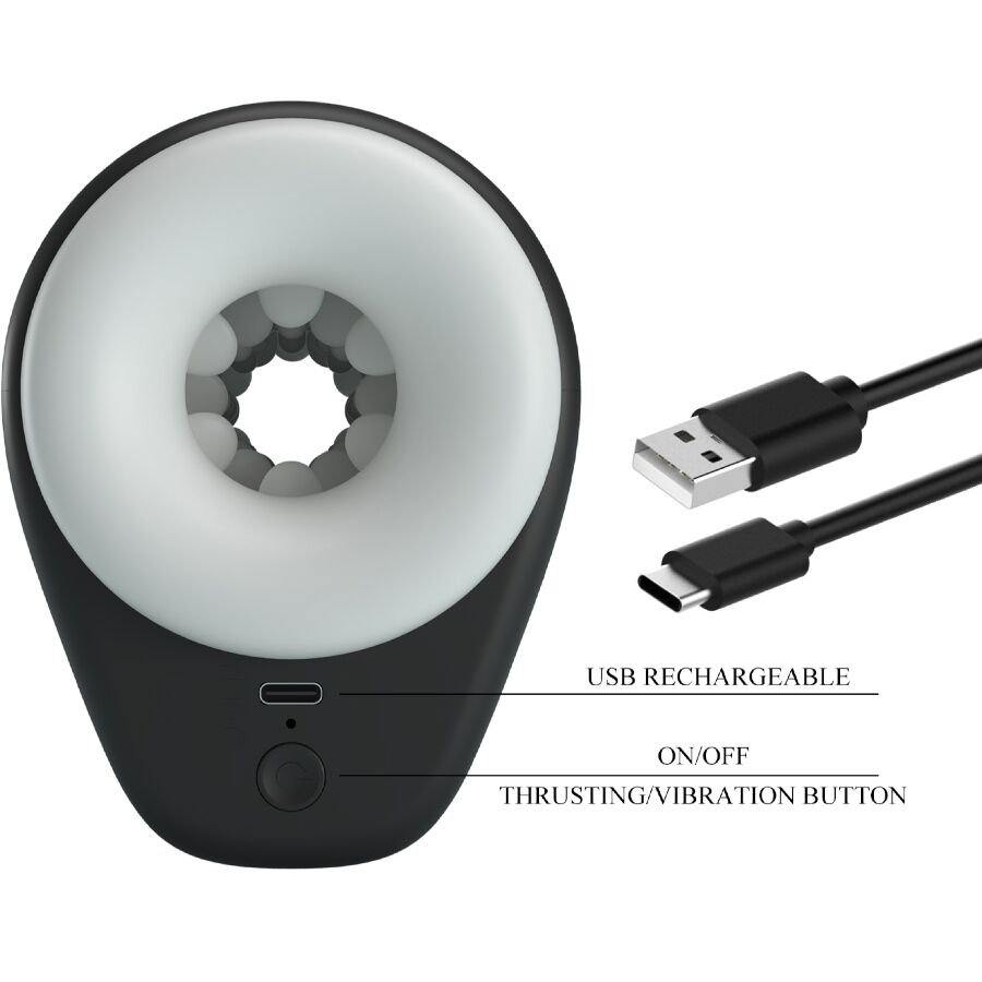 PRETTY LOVE - DJ GIRL MASTURBATORE MASCHILE CON VIBRAZIONE 5 IMPOSTAZIONI NEGRO