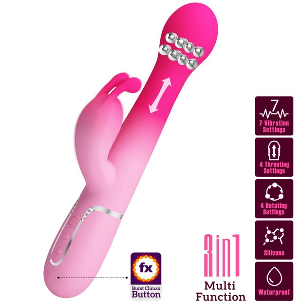 Intense Dejon Vibratore Rabbit Multifunzione 3 in 1 Rosa