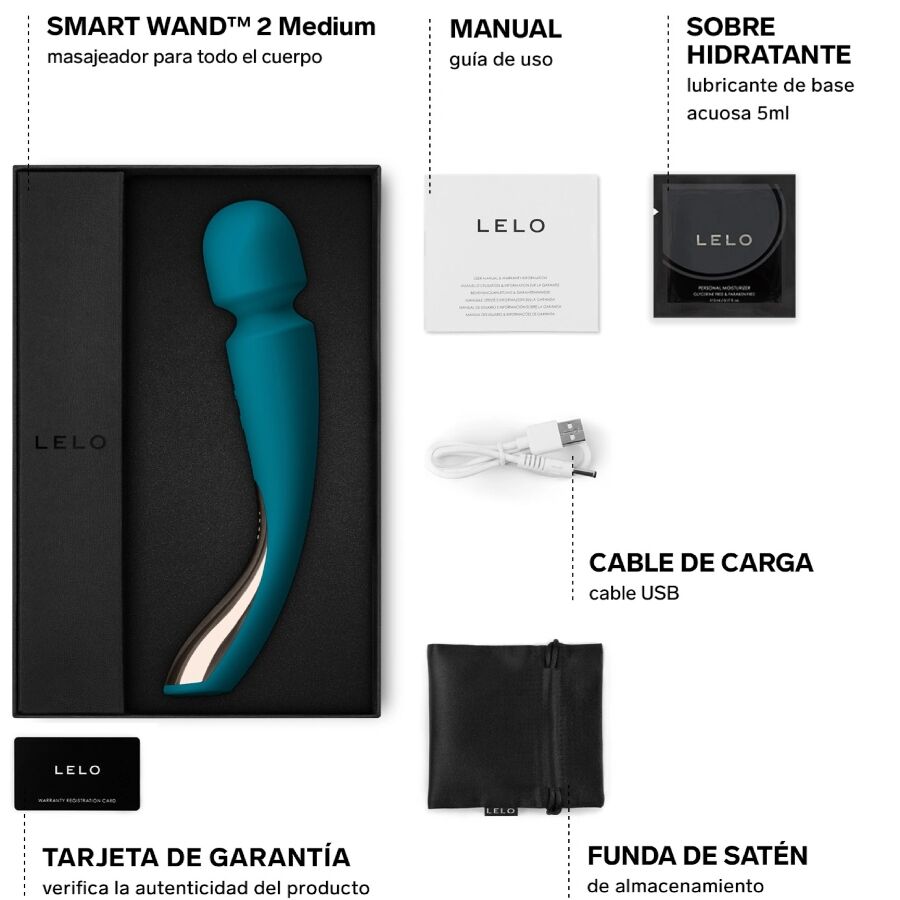 Lelo - Massaggiatore Smart Medium Wand 2 Blu Oceano