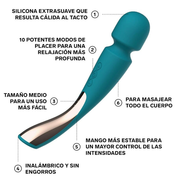 Lelo - Massaggiatore Smart Medium Wand 2 Blu Oceano