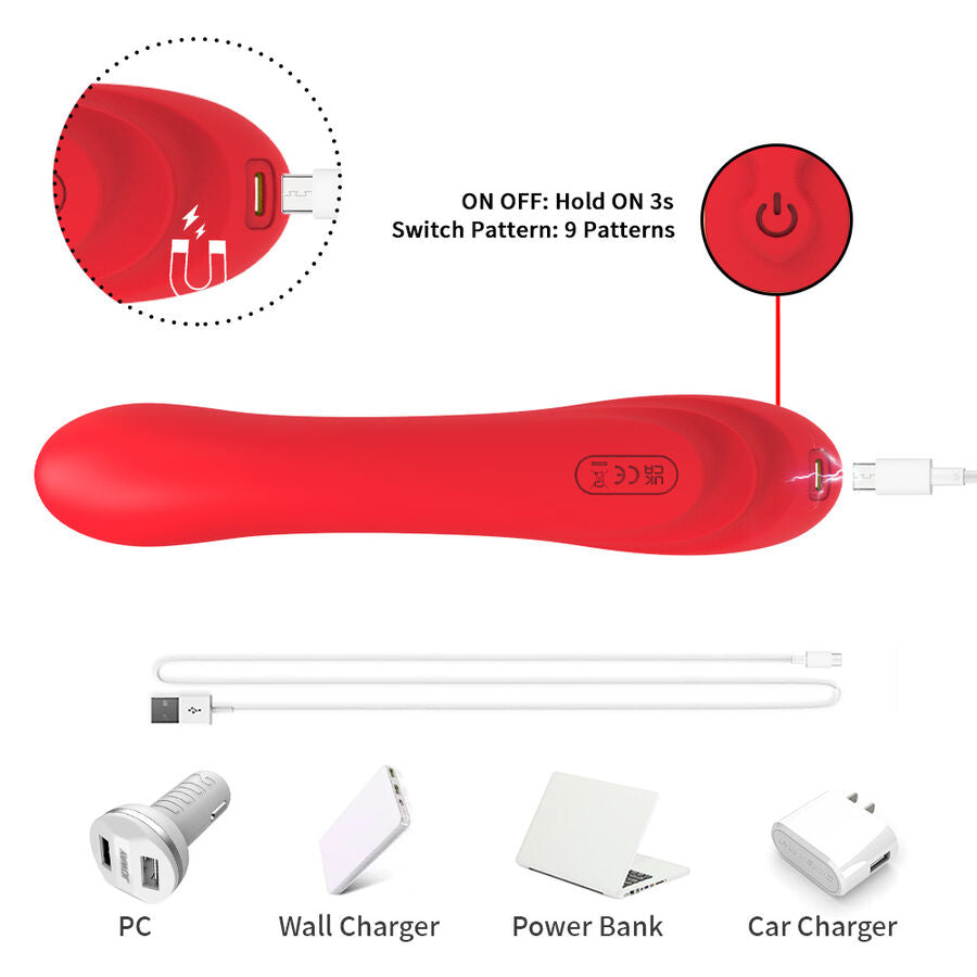 Vibratore con Lingua Oscillante in Silicone Body-Safe Rosso - immagine 9