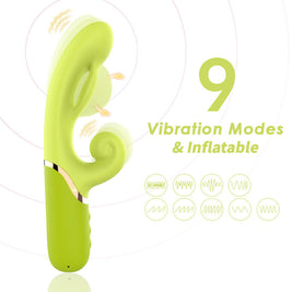 Stimolatore Punto G Gonfiabile Vibrante in Silicone Verde - immagine 3