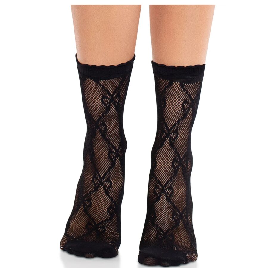 LEG AVENUE - CALZINI IN PIZZO CON FIOCCO IN PIZZO NERO