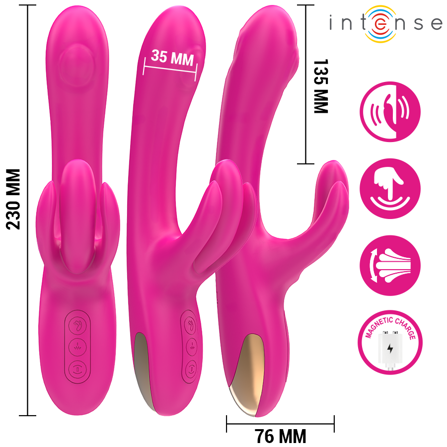 INTENSE - VIBRATORE MULTIFUNZIONE CONIGLIO BRITNEY 23 CM ROSA