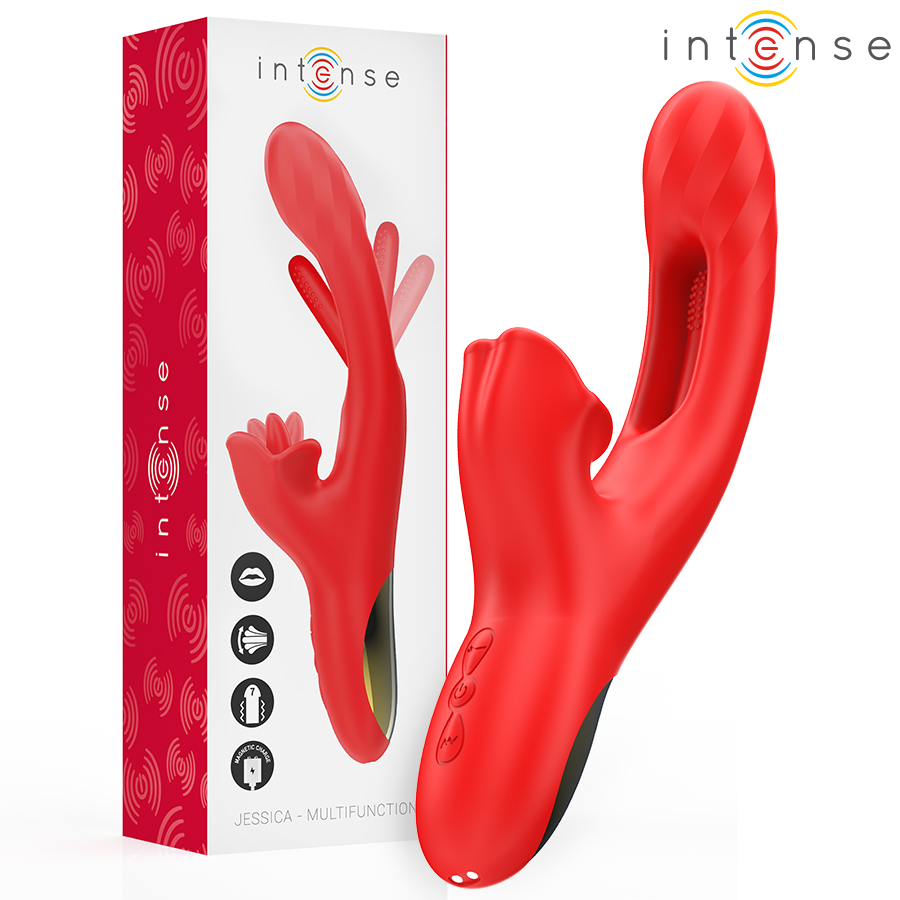 INTENSE - JESSICA VIBRATORE MULTIFUNZIONE STIMOLAZIONE CLITORIDE 24,8 CM ROSSO