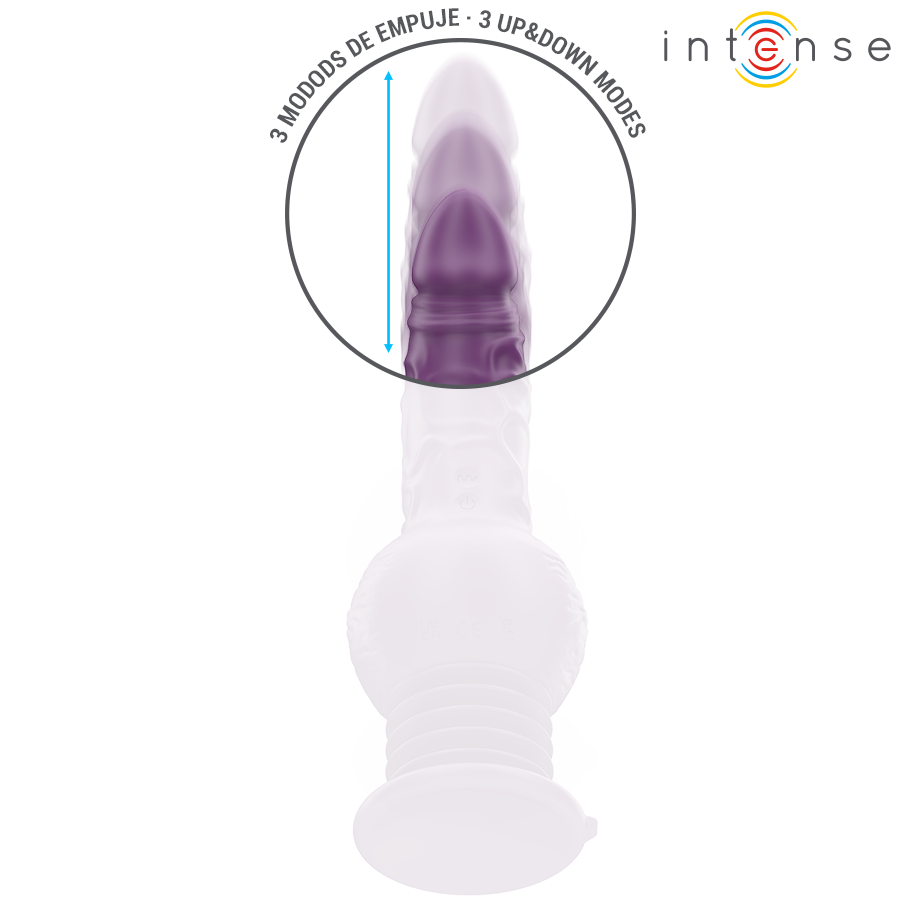 INTENSE - VIBRATORE MULTIFUNZIONE TATUM CON VIBRAZIONE SU E GIÙ 24 CM VIOLA