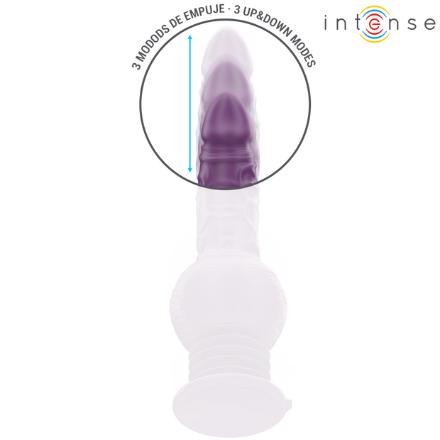 INTENSE - VIBRATORE MULTIFUNZIONE TATUM CON VIBRAZIONE SU E GIÙ 24 CM VIOLA