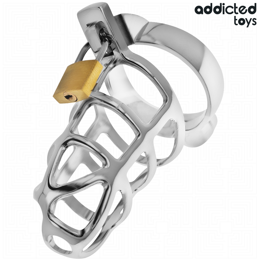 ADDICTED TOYS LOCKED - GABBIA PER PENE CON SERRATURA IN ARGENTO TAGLIA M