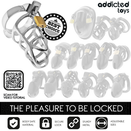 ADDICTED TOYS LOCKED - GABBIA PER PENE IN METALLO CON BLOCCAGGIO ARGENTO TAGLIA S