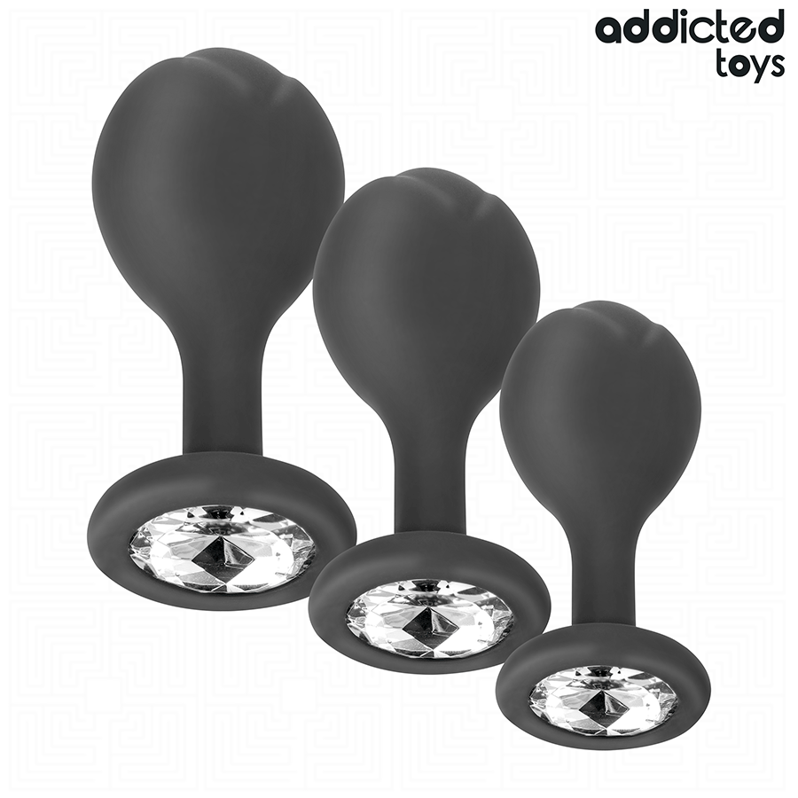 ADDICTED TOYS - SET DI 3 TAPPI ANALI CON GIOIELLO