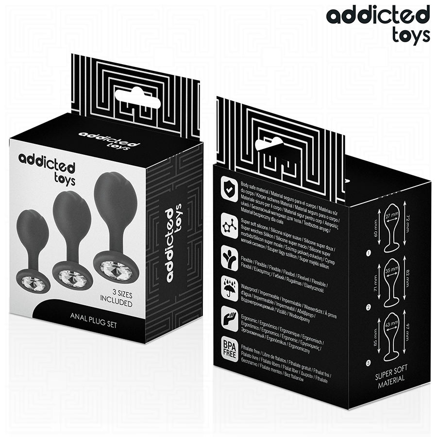 ADDICTED TOYS - SET DI 3 TAPPI ANALI CON GIOIELLO