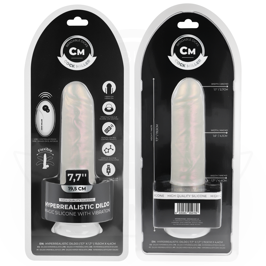 COCK MILLER - DILDO CON VENTOSA, LUCI E VIBRAZIONE CON TELECOMANDO BIANCO 19,5 CM