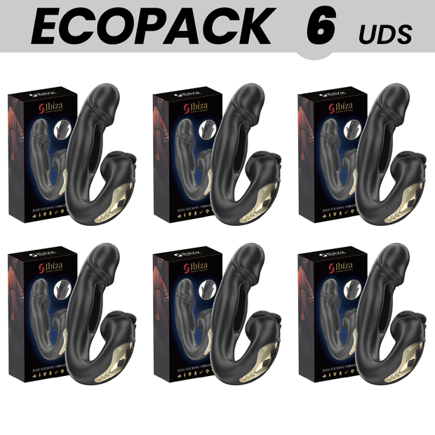 ECOPACKS 6 UNITÀ - VIBRATORE IBIZA ROSE EFFETTO FLICKING E STIMOLATORE CLITORIDEO