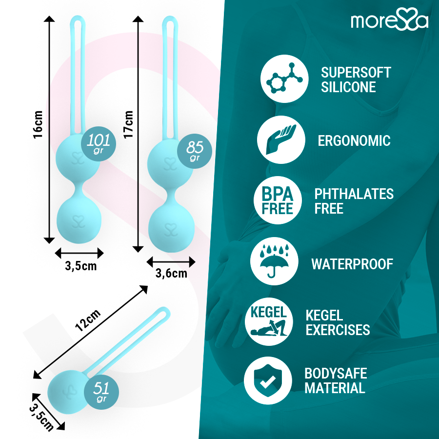 Moressa Set Osian Premium Sfere Pavimento Pelvico Silicone Turchese - immagine 4