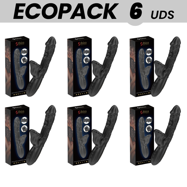 ECOPACKS 6 UNITÀ - VIBRATORE IBIZA E STIMOLATORE CLITORIDEO CON EFFETTO MORSO E ROTAZIONE