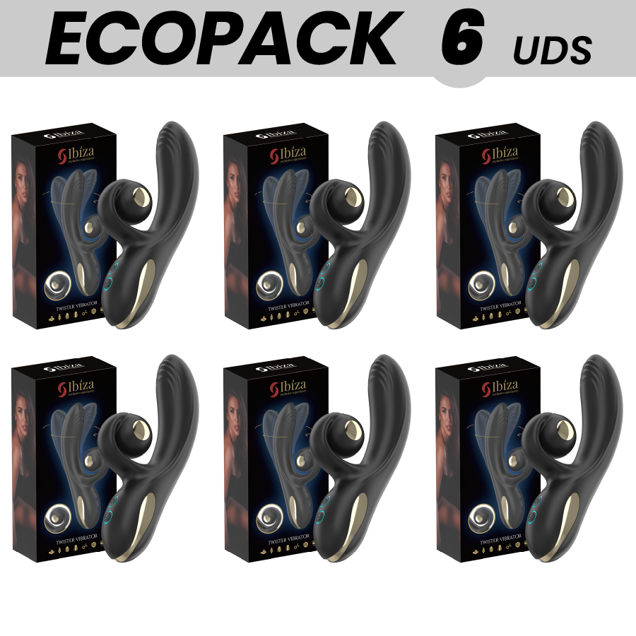 ECOPACKS 6 UNITÀ - VIBRATORE IBIZA TWISTER CON STIMOLATORE CURVA E VIBRO-ROTAZIONE