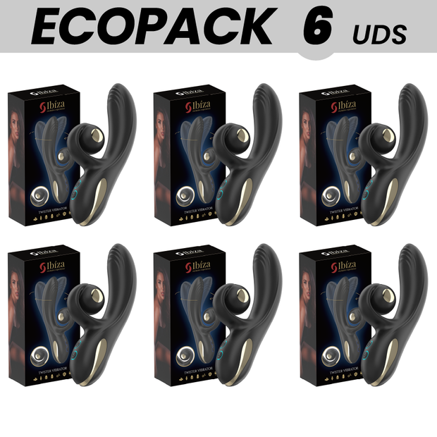 ECOPACKS 6 UNITÀ - VIBRATORE IBIZA TWISTER CON STIMOLATORE CURVA E VIBRO-ROTAZIONE