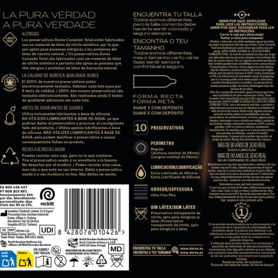 DUREX - TOTAL CONNECTION XL ULTRA FINE PLUS SENZA LATTICE 10 UNITÀ