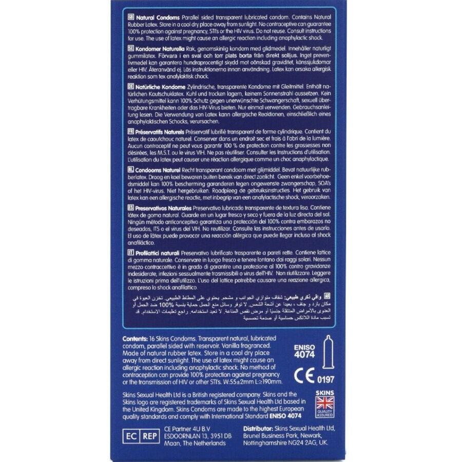 SKINS - PRESERVATIVI NATURALI PREMIUM CONFEZIONE DA 16