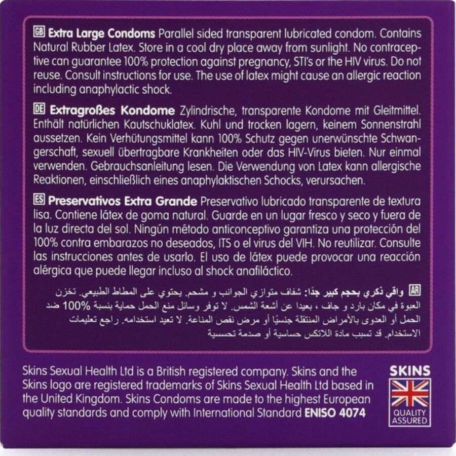SKINS - PRESERVATIVI EXTRA LARGE PREMIUM CONFEZIONE DA 4