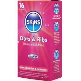 SKINS - DOTS & RIBS PREMIUM CONDOMS CONFEZIONE DA 16