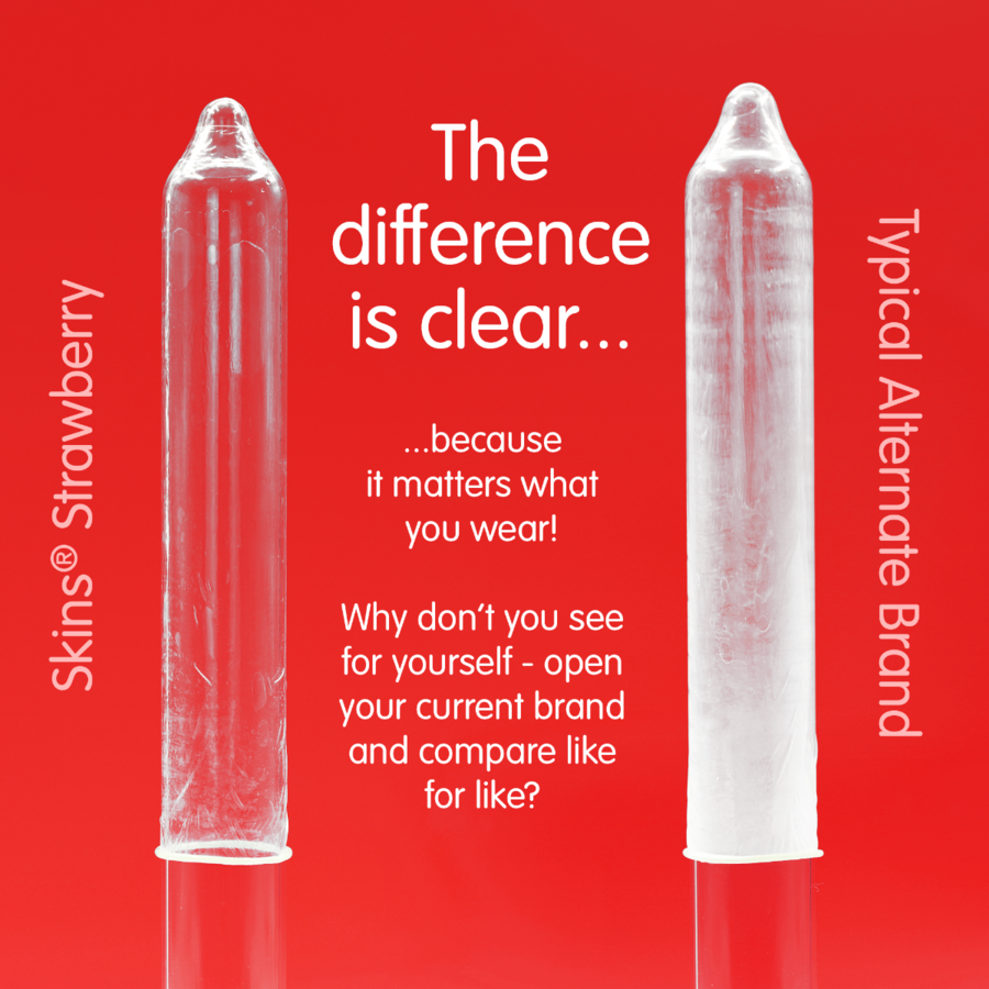 SKINS - PRESERVATIVI PREMIUM ALLA FRAGOLA CONFEZIONE DA 4
