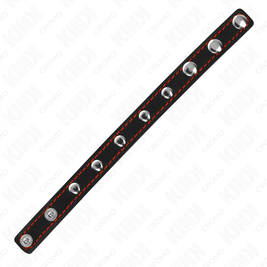 KINK - ANELLO PER PENE IN PELLE CON CHIUSURA A PRESSIONE FODERA ROSSA 21 X 1,5 CM