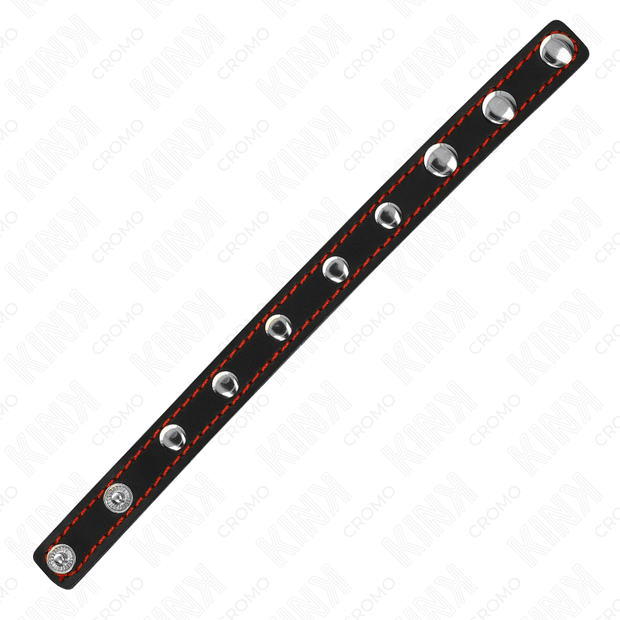 KINK - ANELLO PER PENE IN PELLE CON CHIUSURA A PRESSIONE FODERA ROSSA 21 X 1,5 CM
