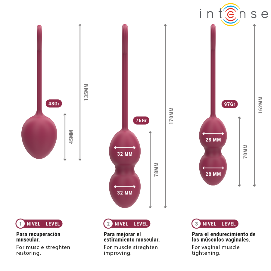 Intense Charli Kit Palline Kegel in Silicone Bordeaux Premium - immagine 5