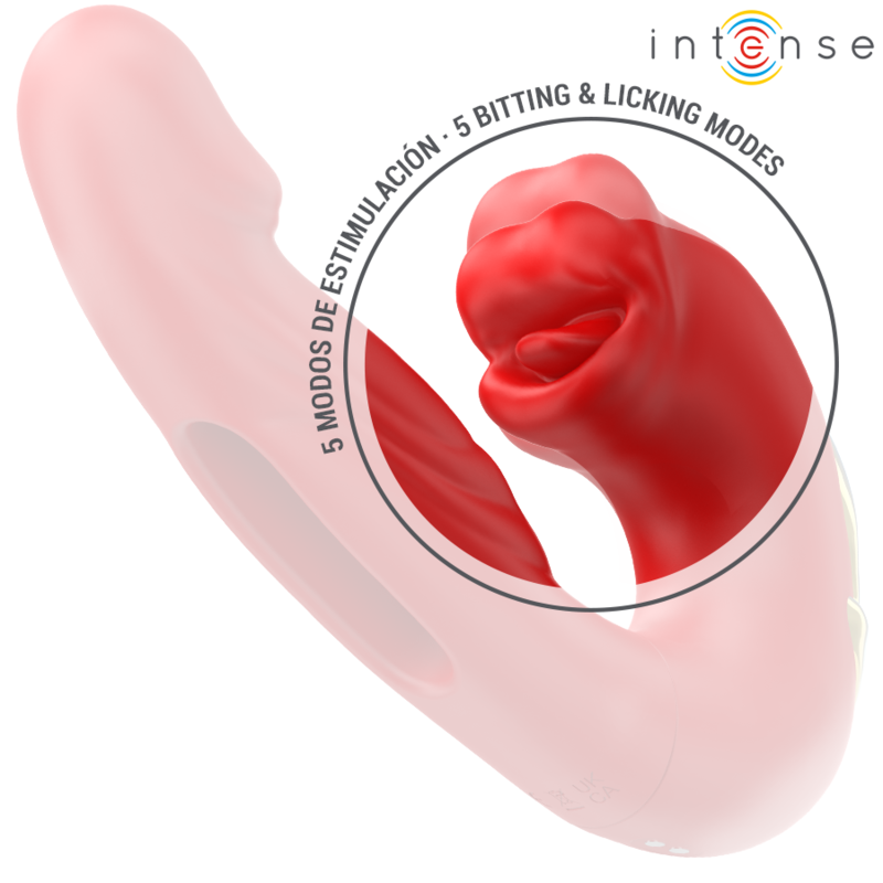 INTENSE - NATHY DOPPIO VIBRATORE CON BOCCA STIMOLANTE MULTIFUNZIONE ROSSO